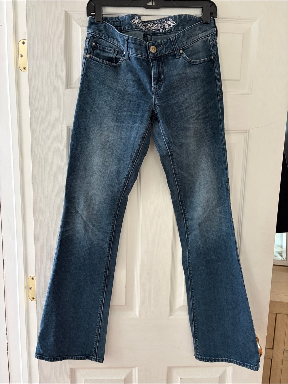 Express Women's Dark Blue Flare Jeans